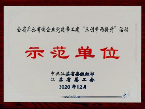 88858cc永利官网集团荣获全省非公有制企业党建带工建 “三创争两提升”活动树模单位